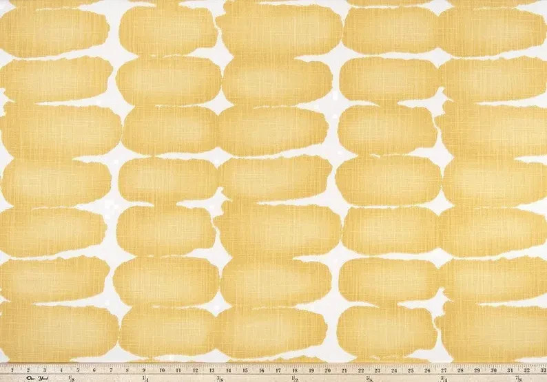 Curtains Made in USA, Shibori Dot Brazilian Yellow, Medium Weight Cotton Slub