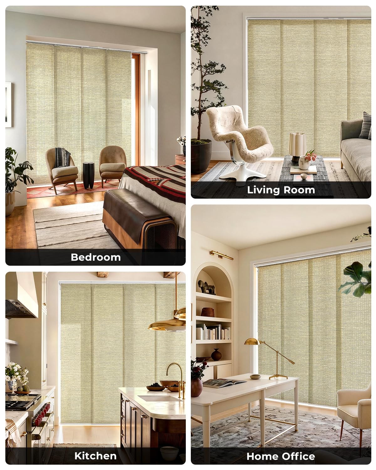 Adjustable Panel Track Blinds for Sliding Glass Door, Cut-to-Height Fabric Pa…