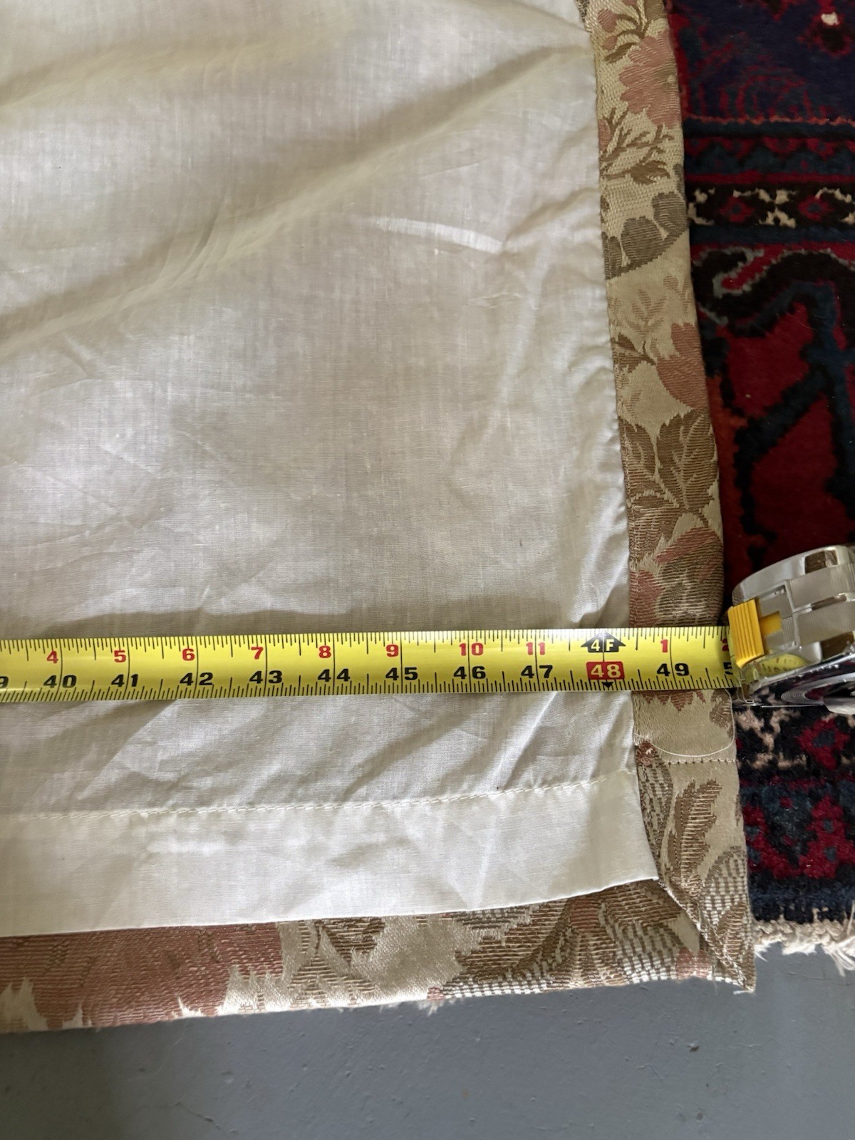JCPenney Home Collection Lined Floral Curtain Panel Beige Pink Brown 48×84