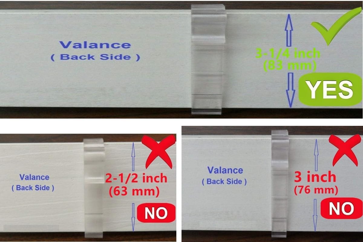 Valance Clips 6Pcs 3-1/4” Window Blinds Hidden Clip Clear Plastic for Horizonta