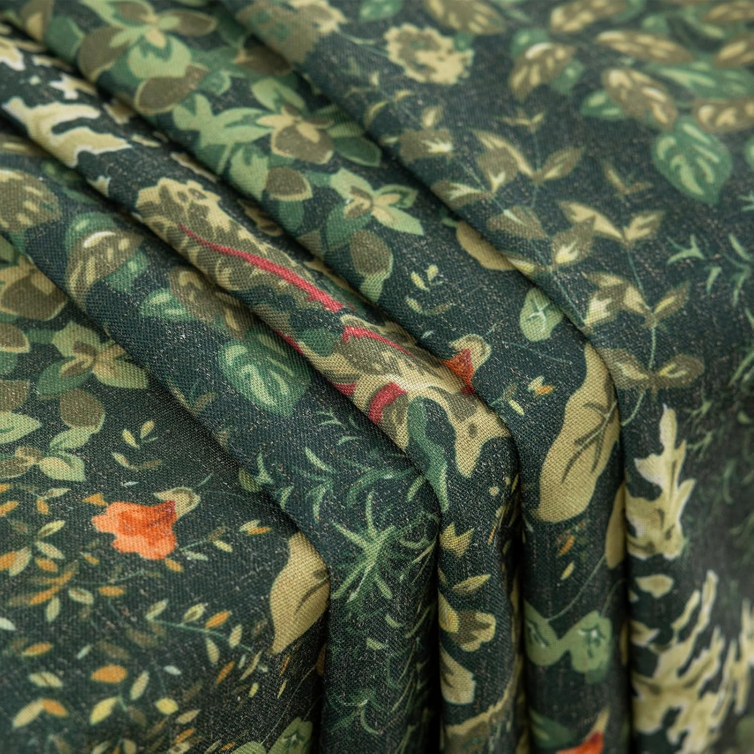 Green Floral Curtains 84 Inches Long 2 Panels Vintage Cottagecore Botanical