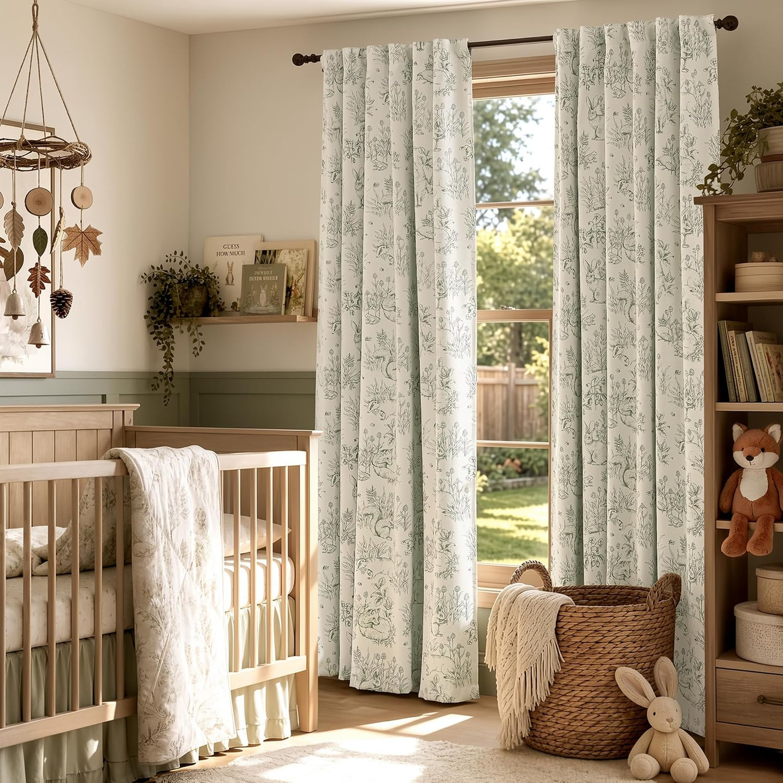 Kids Bedroom Curtain Panels Blackout Fabric 84 Inch Back Tab Whimsical Bunny