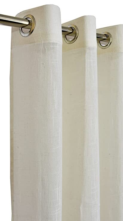 Linenweaves Cotton Linen Solid Window Curtain Set With Eyelet Rings 4.5ft x 5 ft