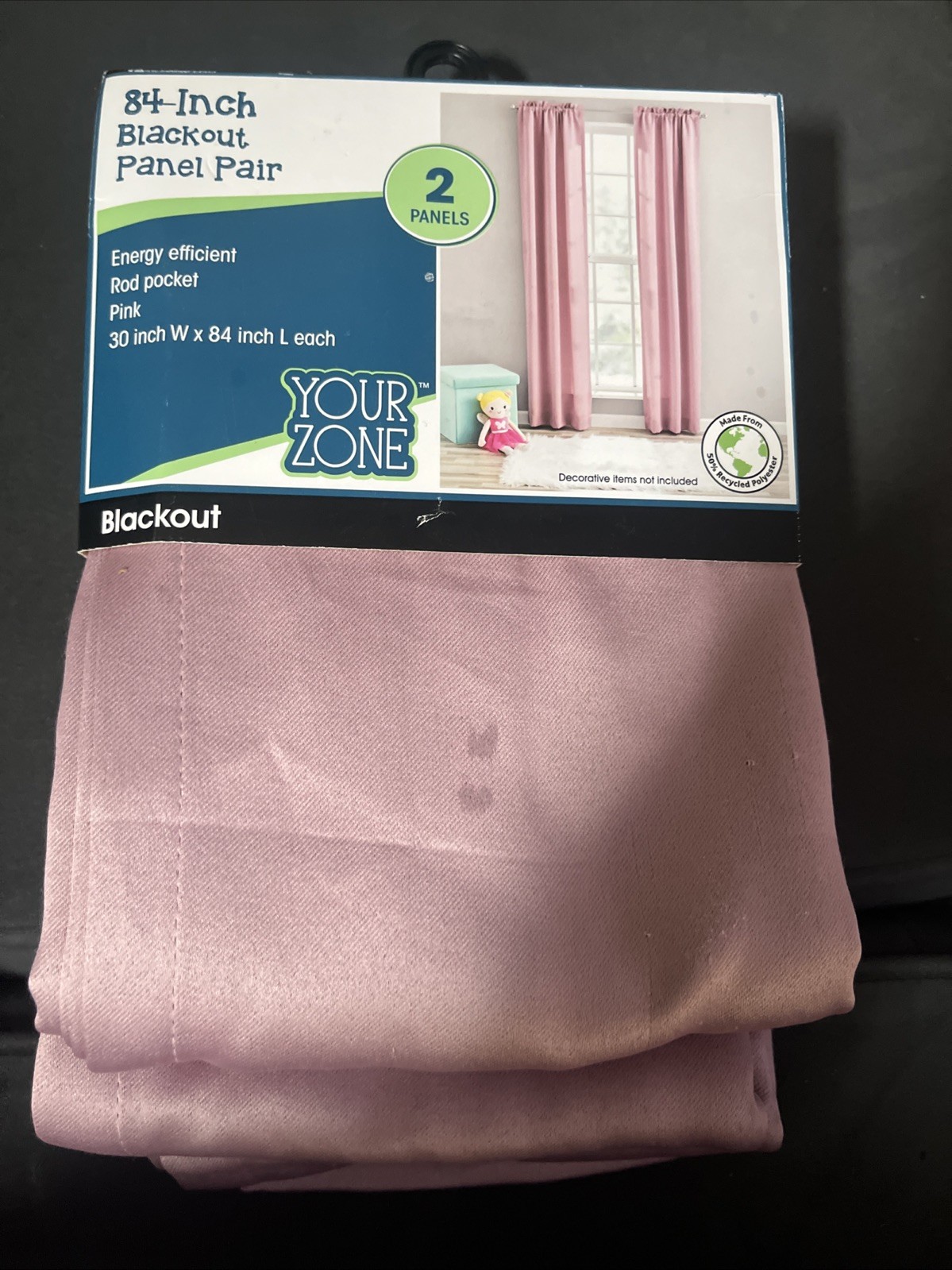 Your Zone Solid Pink Blackout Curtains Panel Pair Set of 2 Window Drapes 30 x 84