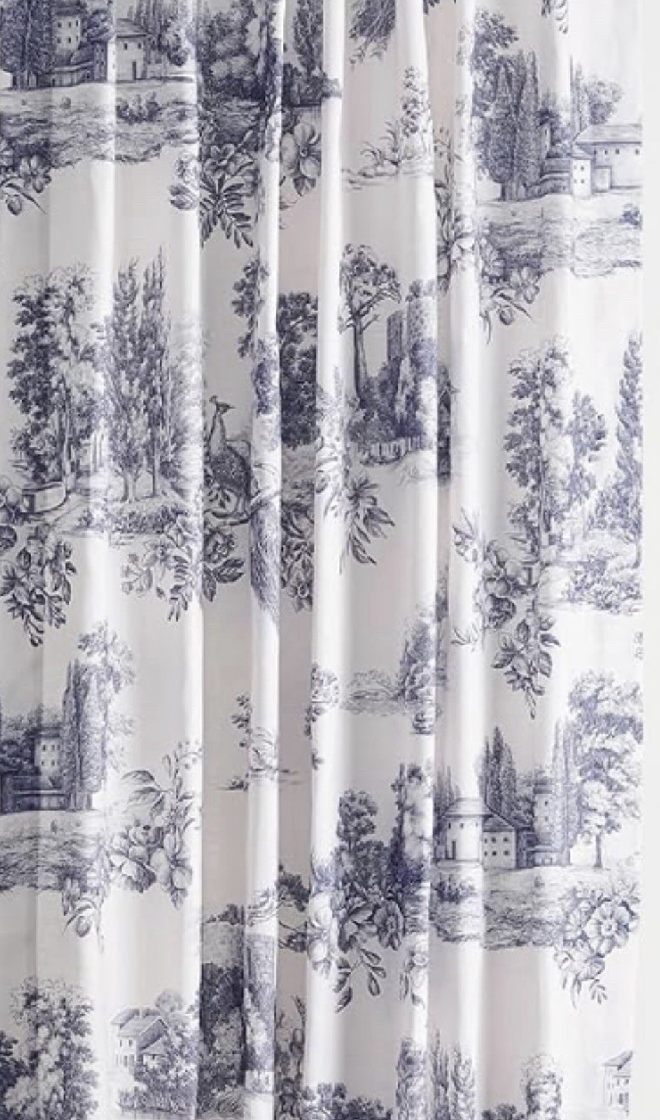 New Maison d’Hermine “Trianon Blue” Peacock Print Drapes-50×84 2 Panels