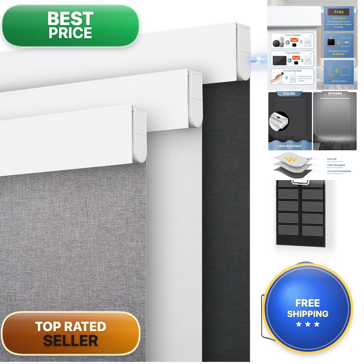 Denfoon Motorized Blinds Remote Control Blackout Smart Blinds Coverelectric