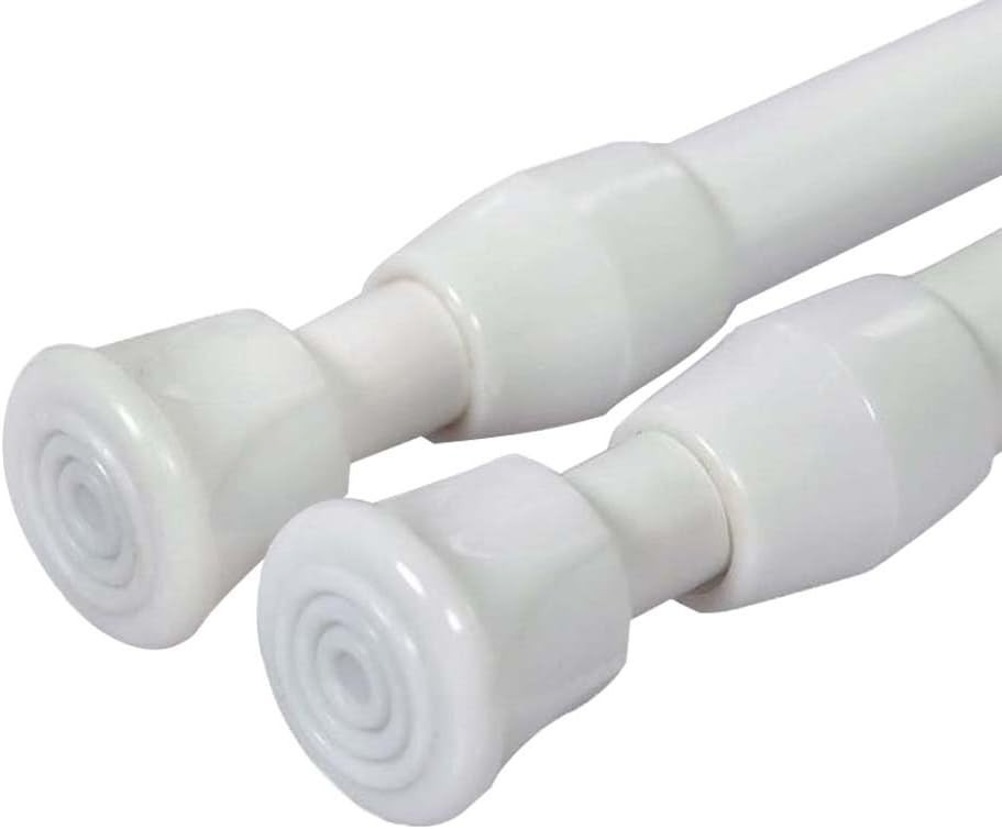 Durable White Iron Spring Tension Rods for Curtains – 27″ to 37″ (Set of 2)