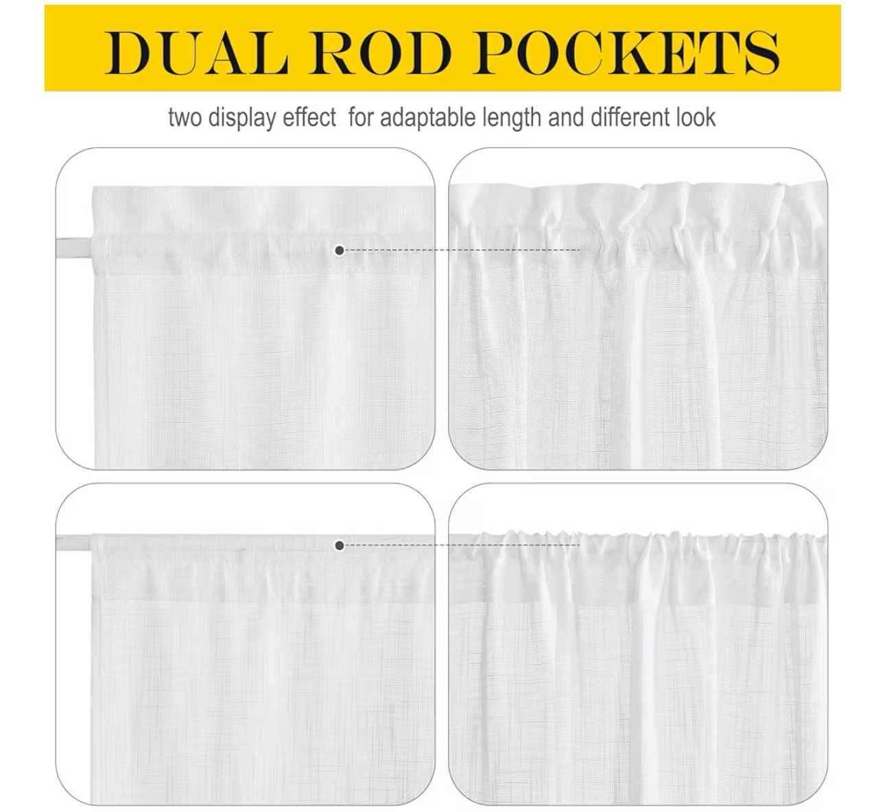 NICETOWN White 52×40 1 Panel front curtain door semi-transparent voile French