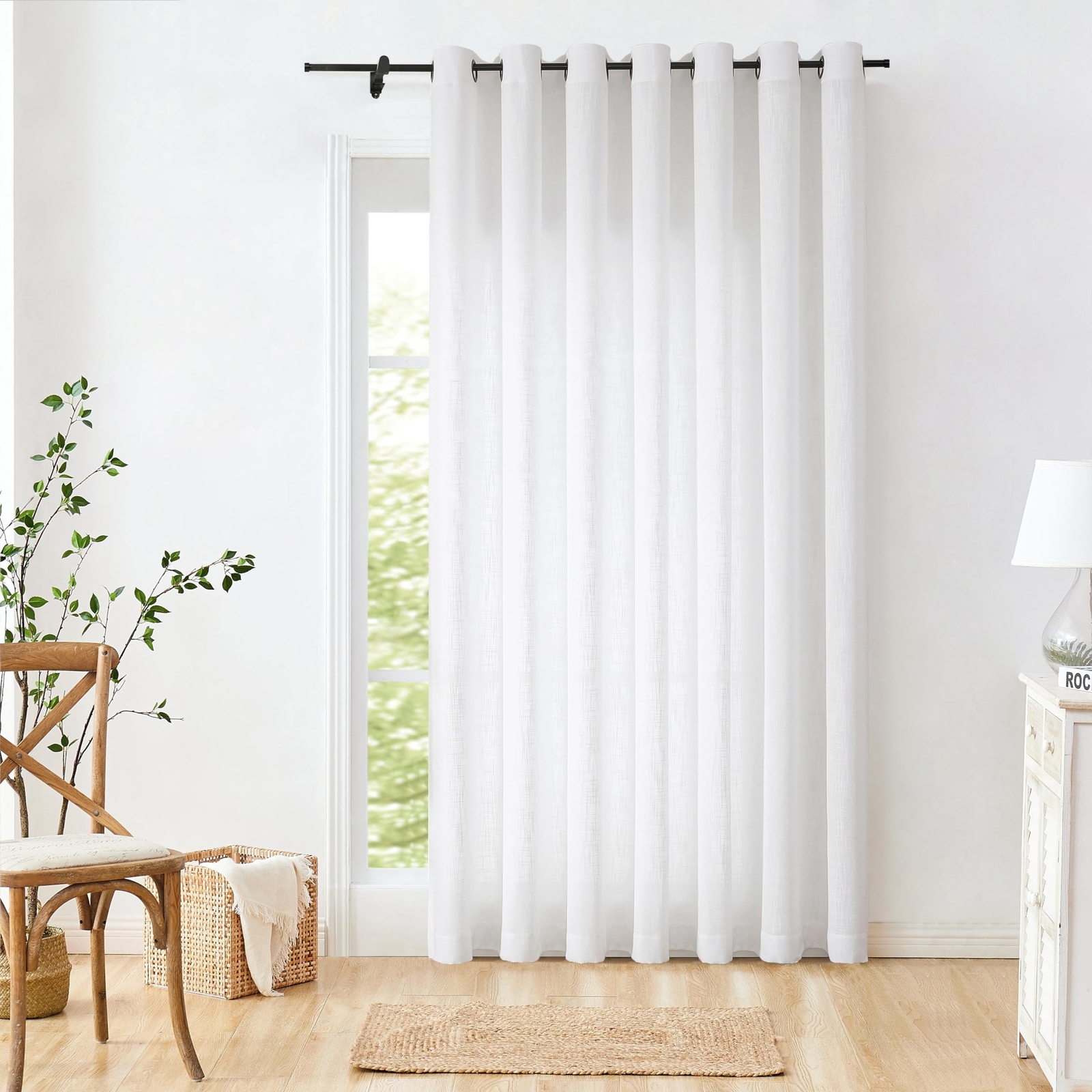 Central Park White Window Door Curtain 100″ Extra Wide Rayon Blend Light Filt…