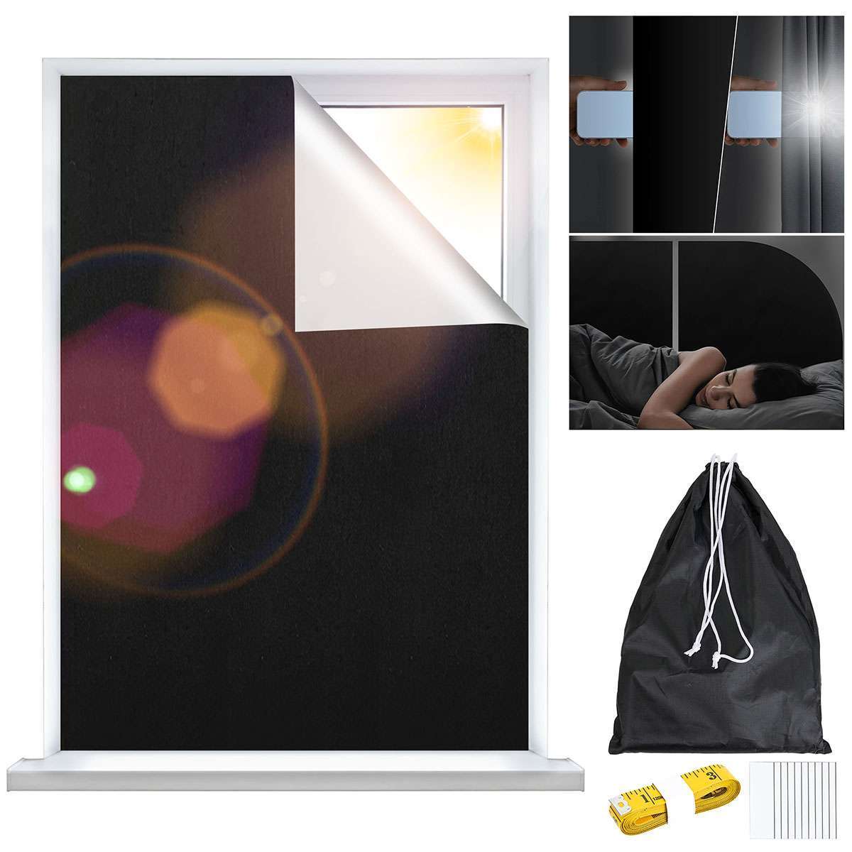 Magnetic Blackout Window Cover 100% Room Darkening Shades Black Out 57in x 40in