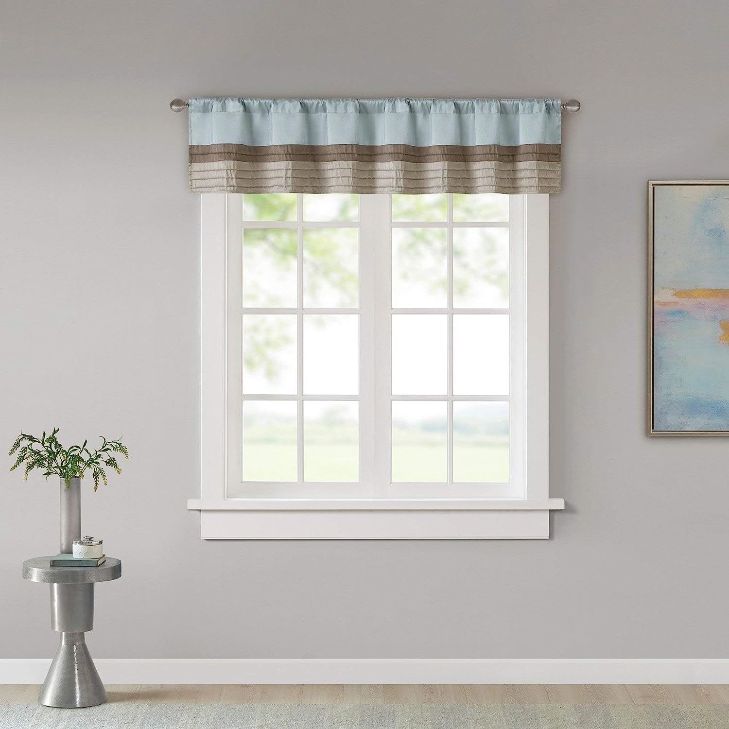 Madison Park Amherst Single Panel Faux Silk Rod 50″W x 18″L (Pack of 1), Blue