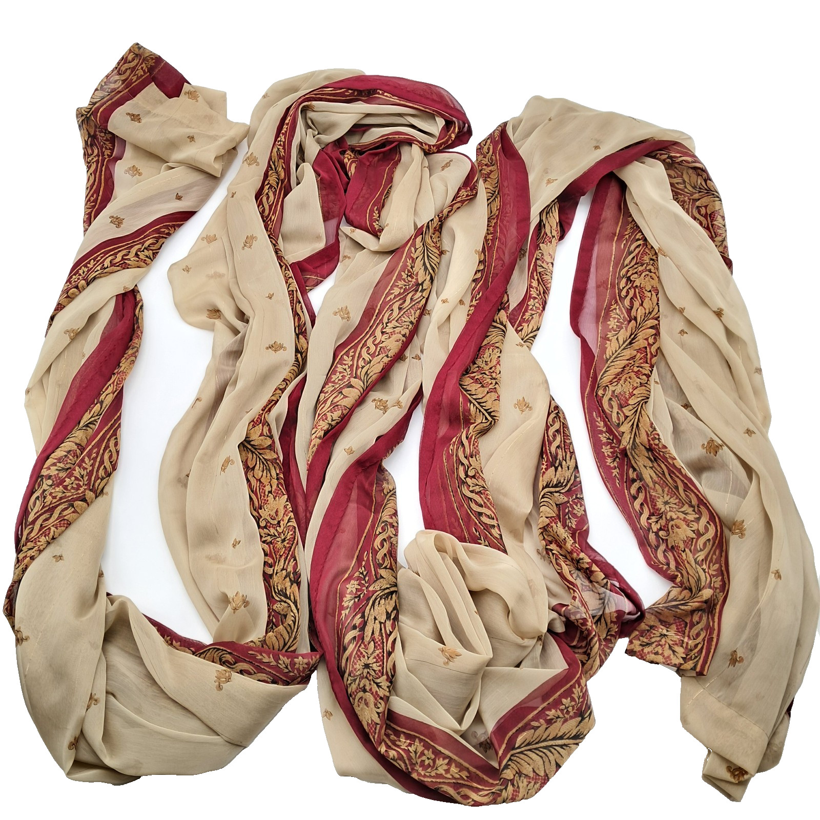 Croscill Imperial Empress Long Red Gold Print Sheer Scarf Valance 40×216 Empire