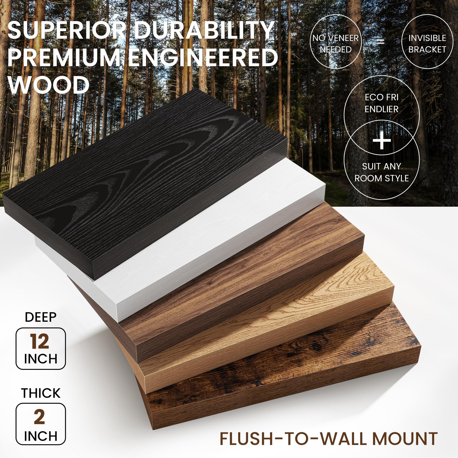 72 Inch Floating Shelves, 12 Inch Deep Wall Shelf for Fireplace Mantel, Deep …