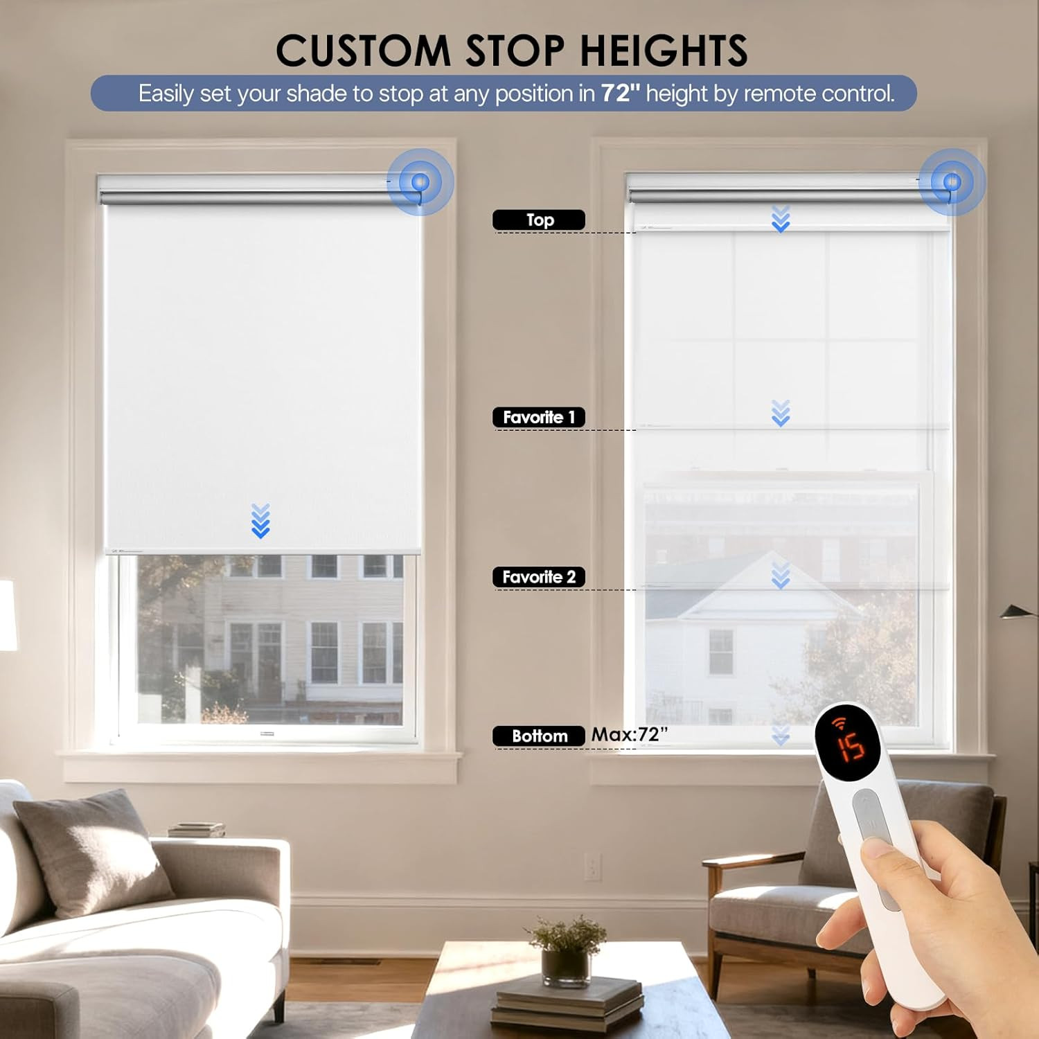 Motorized Blackout Smart Roller Blinds with Remote Control & Solar Panel – Autom