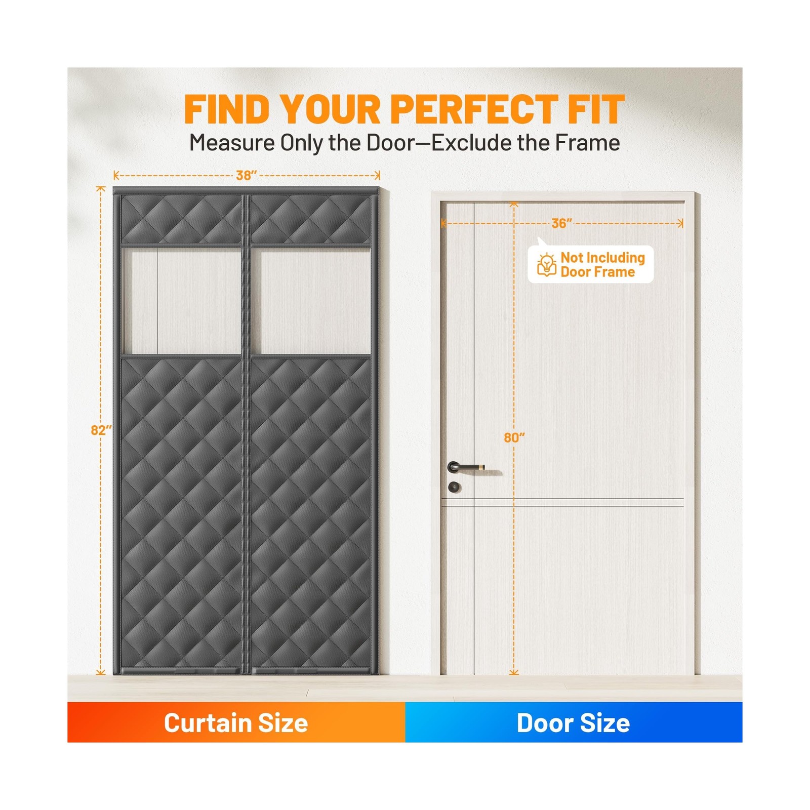 Magnetic Insulated Door Curtain Fits 36″x80″ Doors – Thermal Door C… Fast Ship