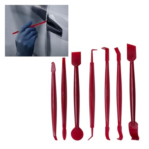 7PCS Car Window Film Tint Tool Kit, Micro Auto Wrap Edge Trimming Stick, Red