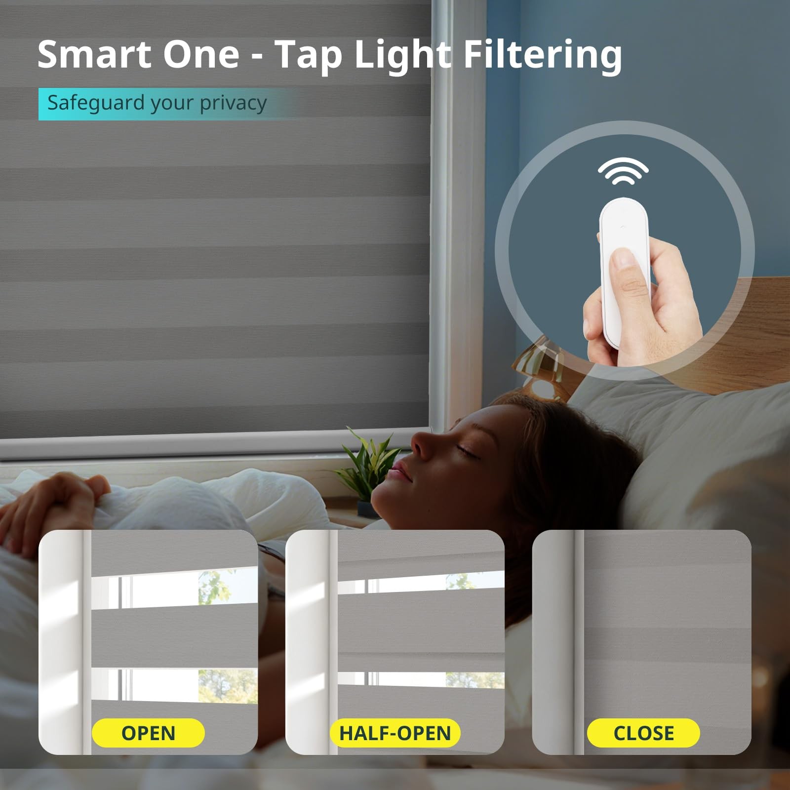 Citolen Motorized Zebra Blinds Remote Smart Dual Layer Automatic Shades Privacy
