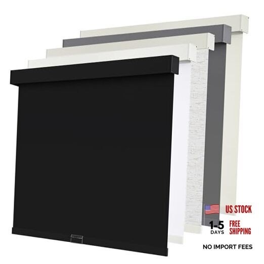 Cordlessout Roller Shades Blinds for Windows Free-Stop,Pull 20″W x 72″H Black