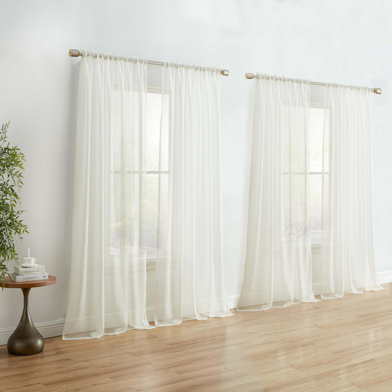 Hlc.Me Ivory Sheer Curtain Panels Sheer Voile Light Filtering Window Treatment