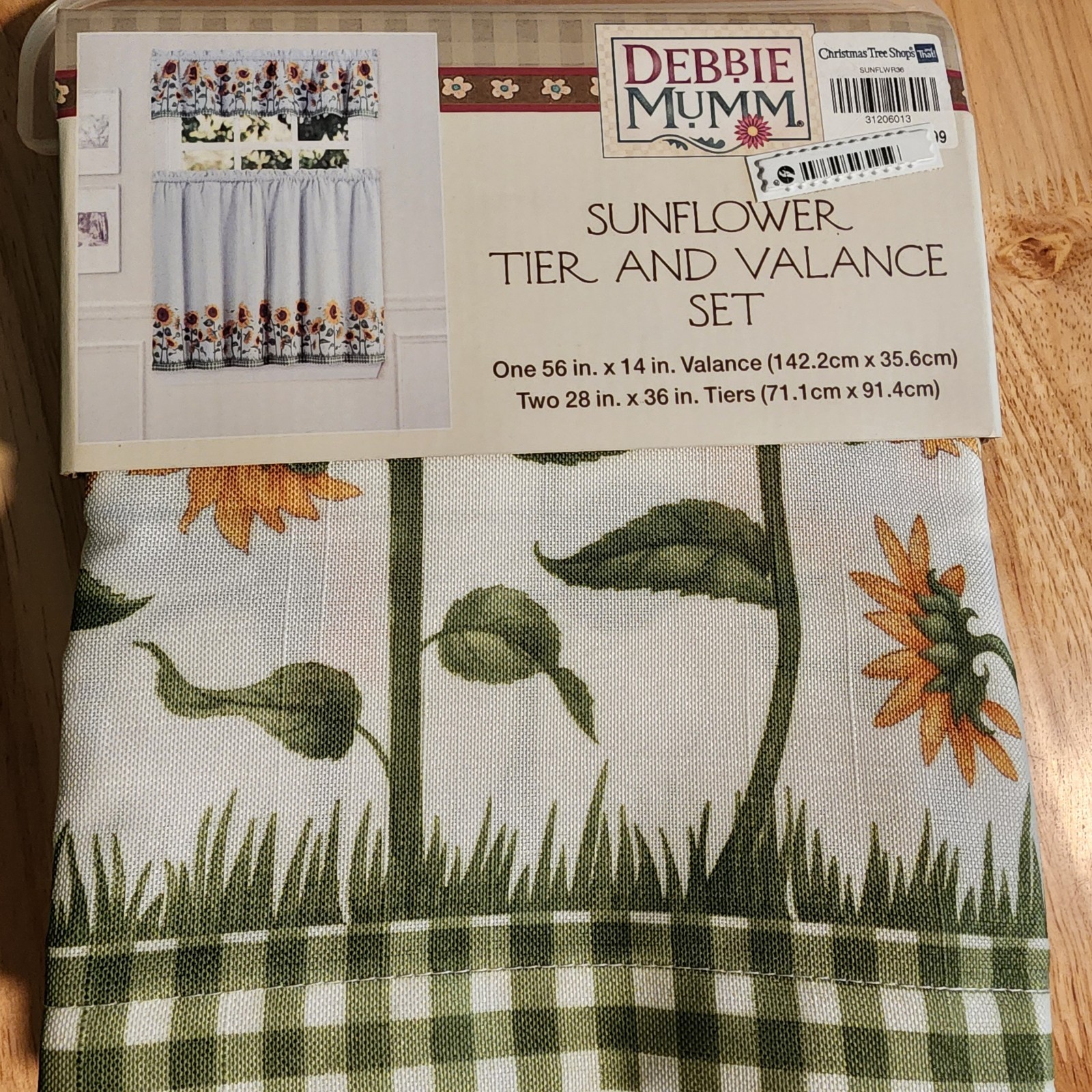 Debbie Mumm Sunflower Tier & Valance Set Curtains Country Cottage Farmhouse New