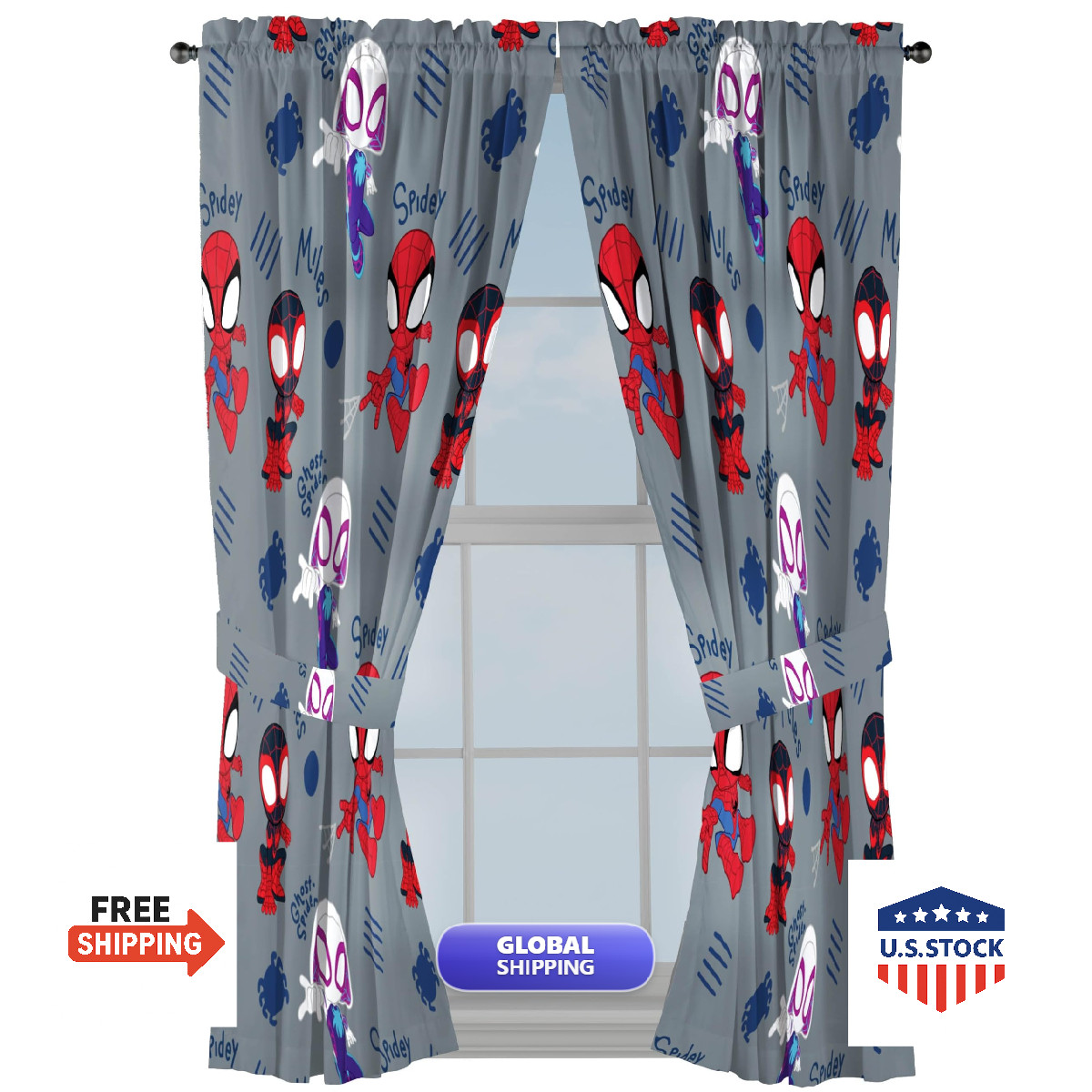 Jay Franco Black Out Window Curtains For Kids Bedroom 4-Piece Drape Set 2