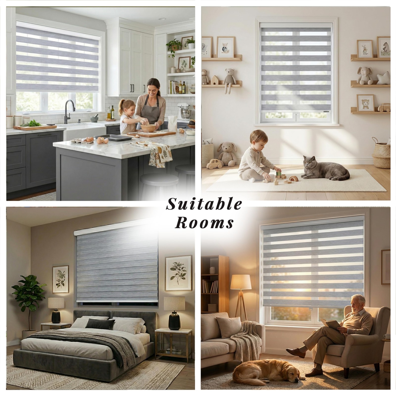 Cordless Zebra Blinds – Light Filtering Dual-Layer Window Shades for Privacy …