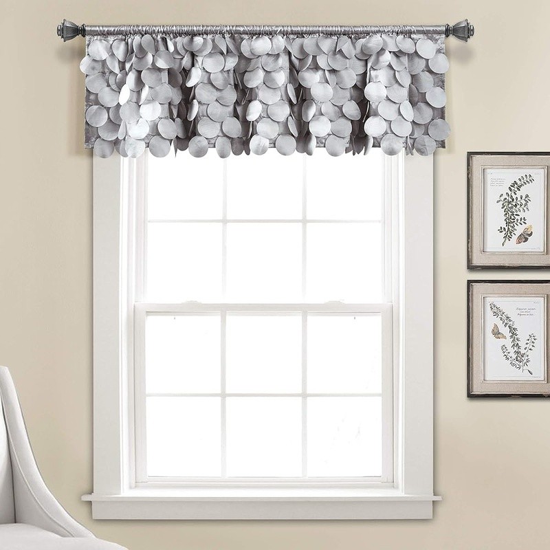Textured Light Filtering Valance Curtain 3D Circle Design Window Decor New