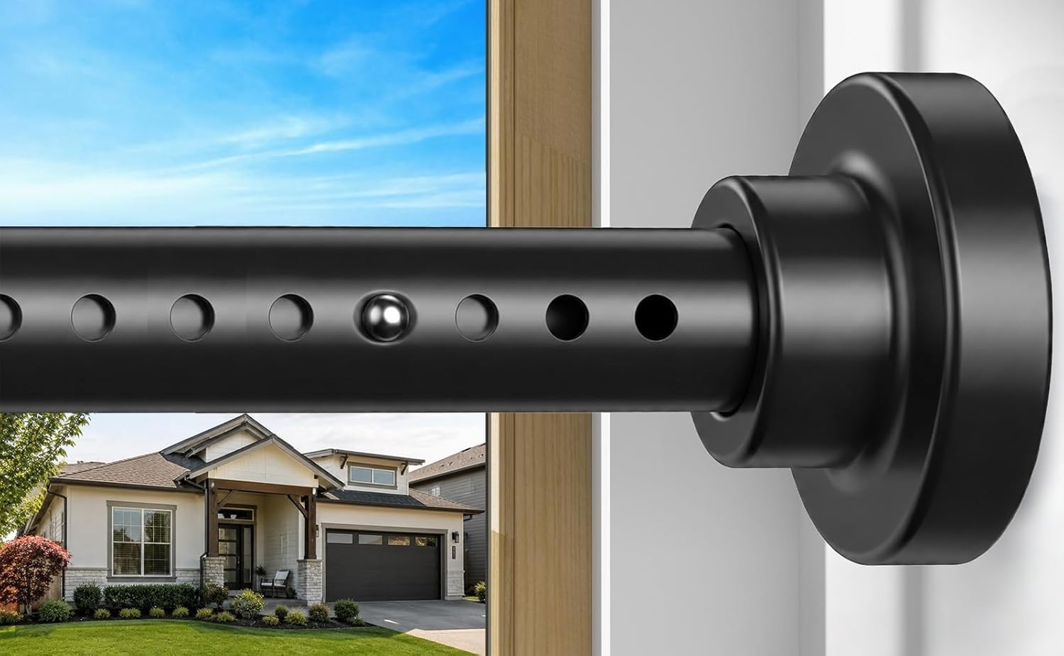 Spring-Loaded Black Tension Rod 40 to 183 Inch – Hassle-Free Curtain Solution