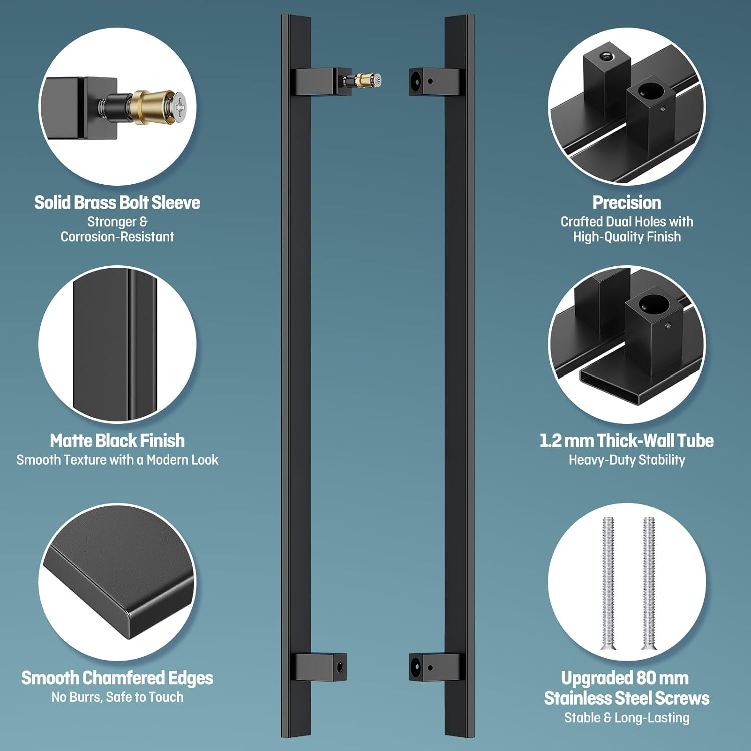 36″ Ladder Style Push Pull Door Handle, 760Mm (29-15/16 “) CTC, 1.2Mm Thick 304