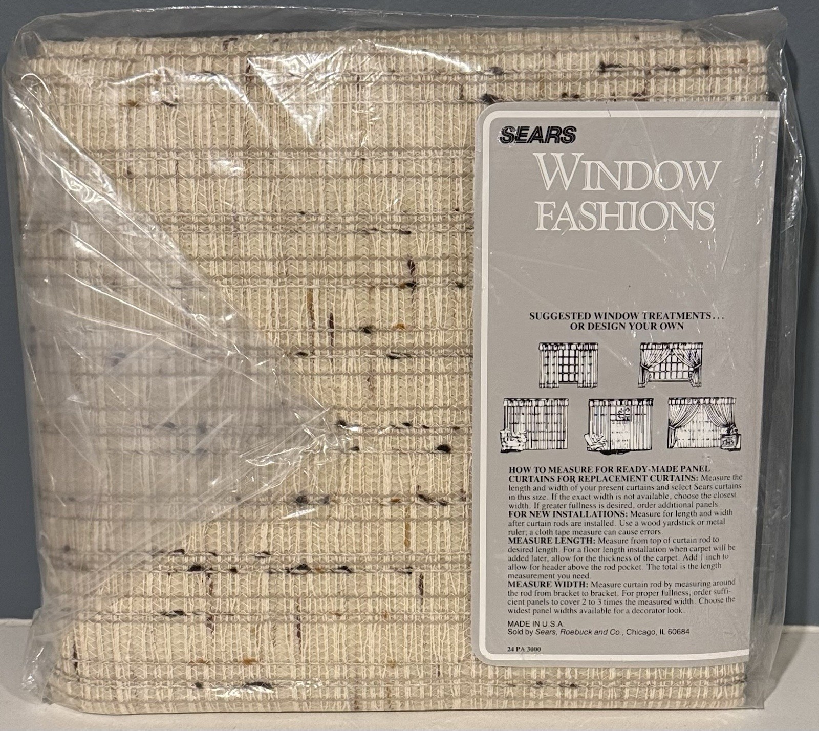 40” x 54” Tweed Sears Panel Curtain Malibu Self-lined Pole Top Panel