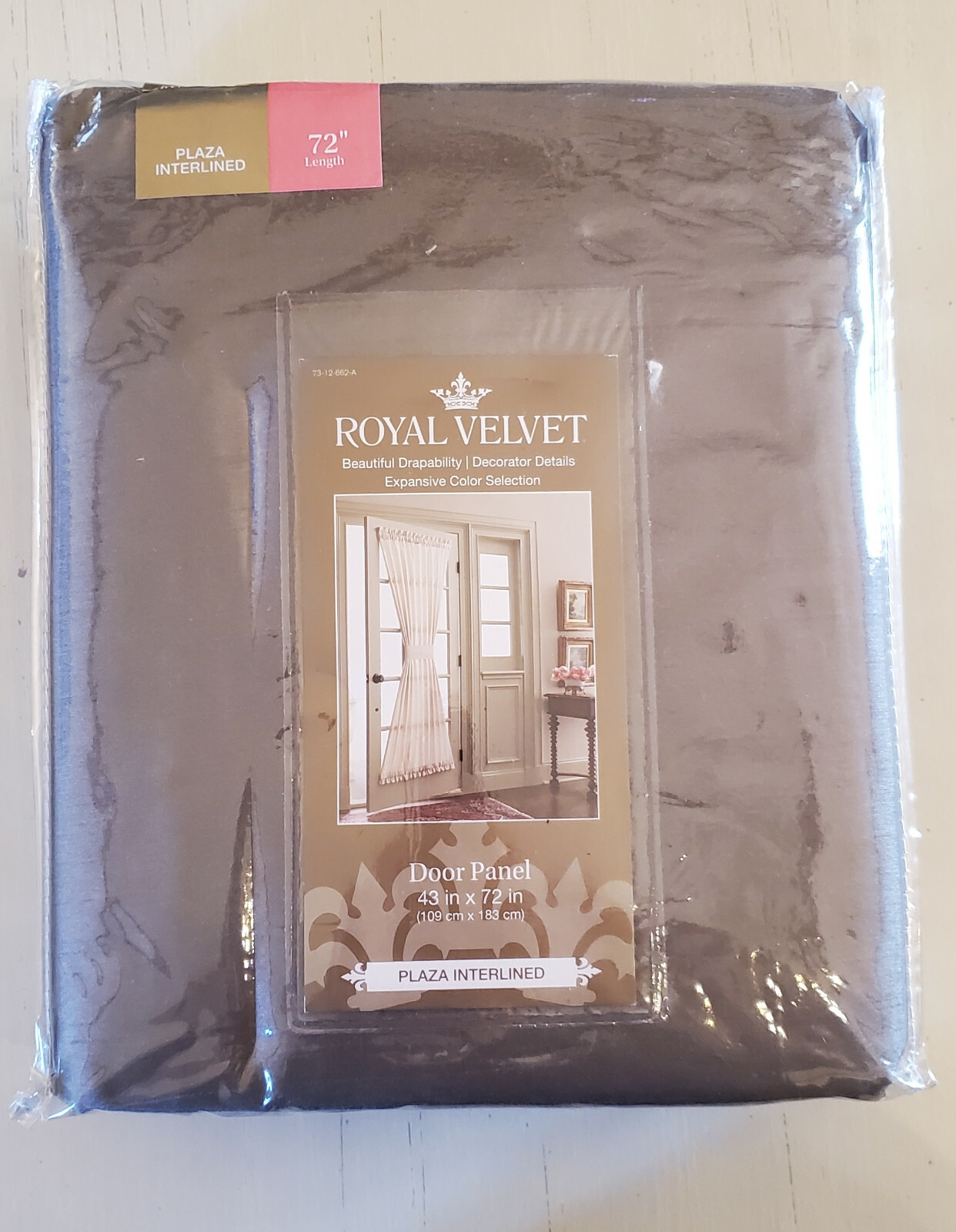 Royal Velvet Cloudburst Gray Plaza Thermal Interlined Door Panel – 43″x72″