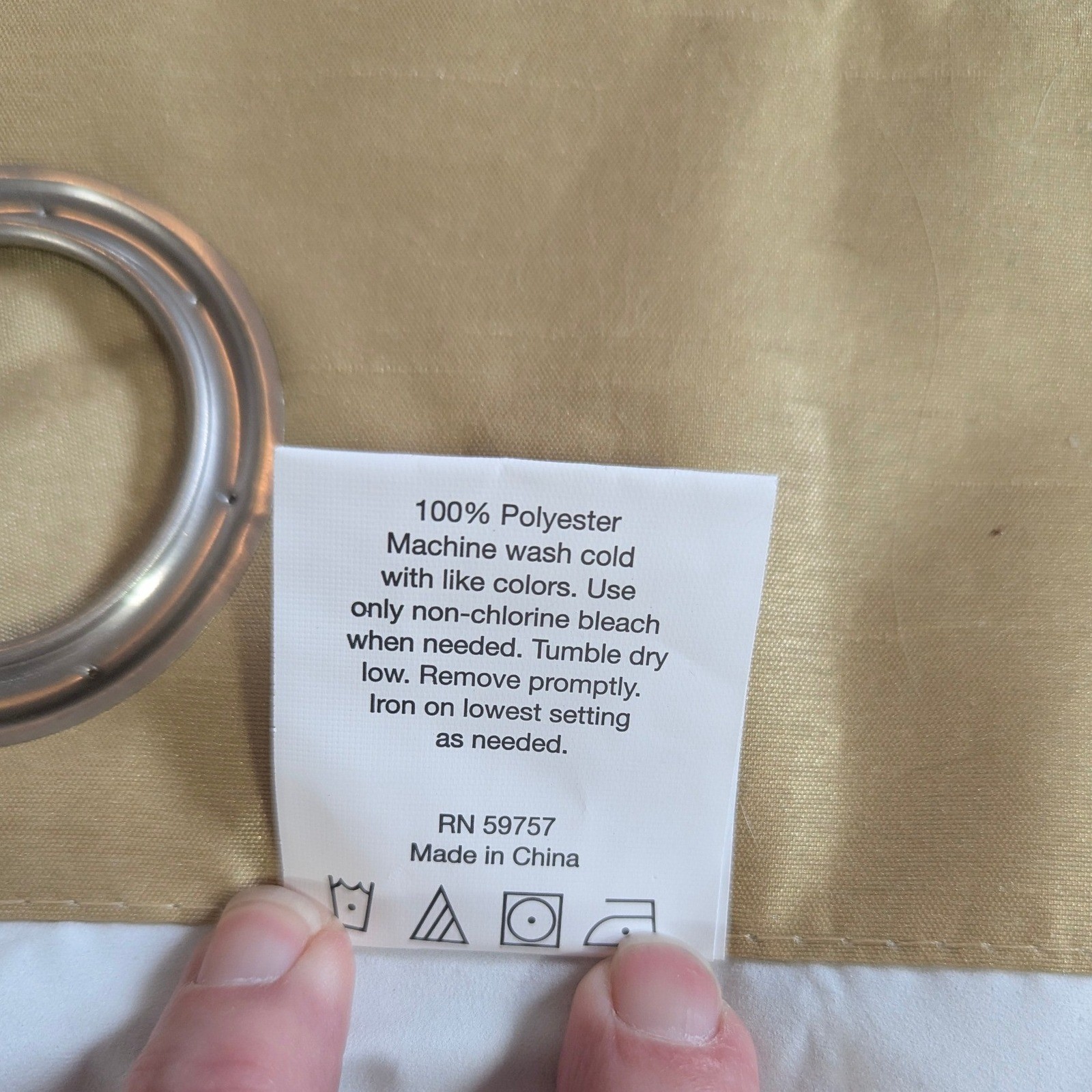 Sharper Image Curtain Panel PAIR Gold Faux Silk Grommet Blackout Minimalist