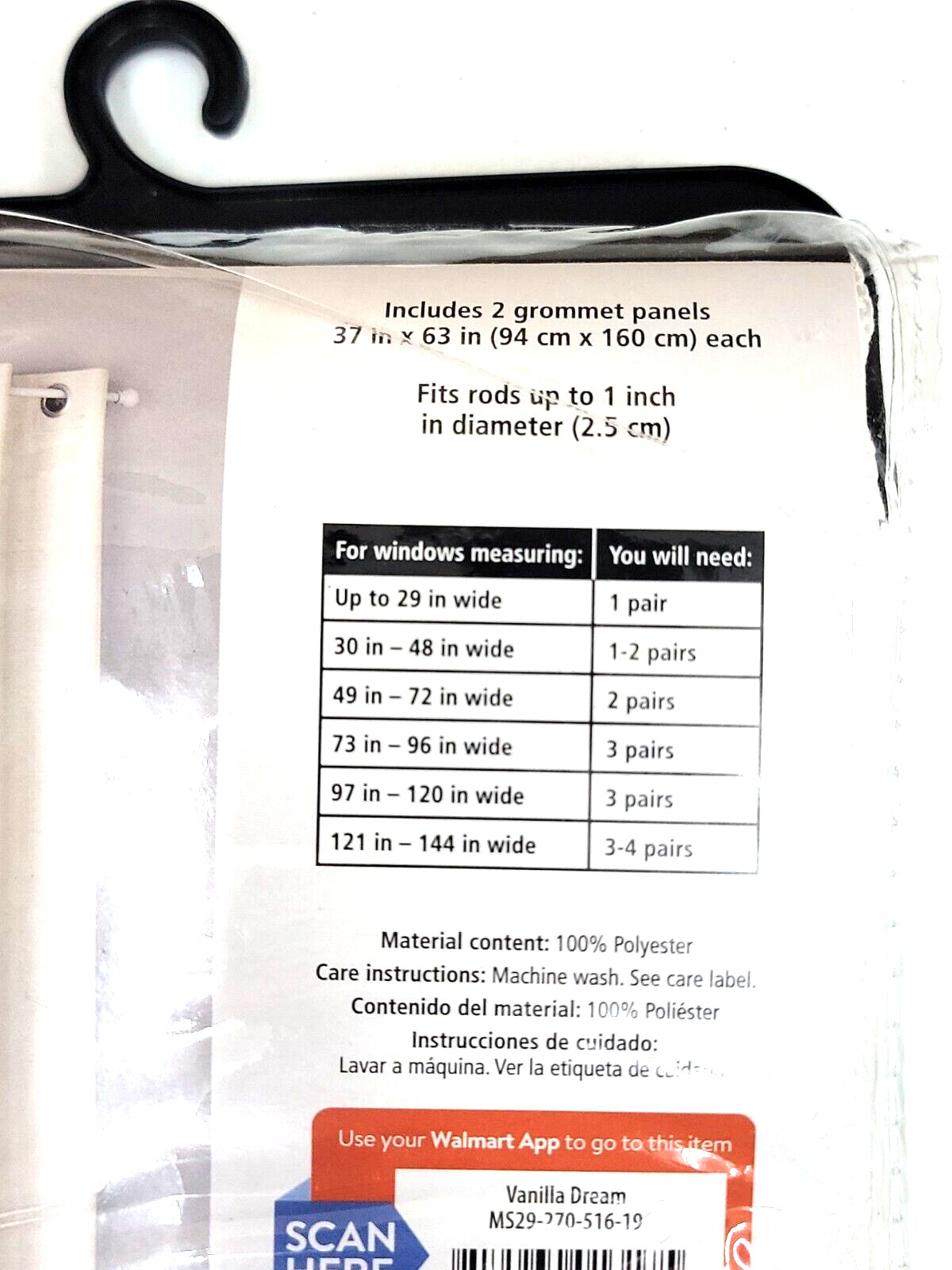 Blackout Panel PAIR Grommeted Window Curtain Panel 37”W X 63”L IvoryVanillaDream