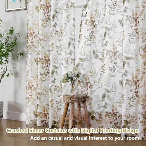 Crushed Sheer Curtains Tiers 36 Inch 42″W x 36″L (Pack of 2) Multi Color
