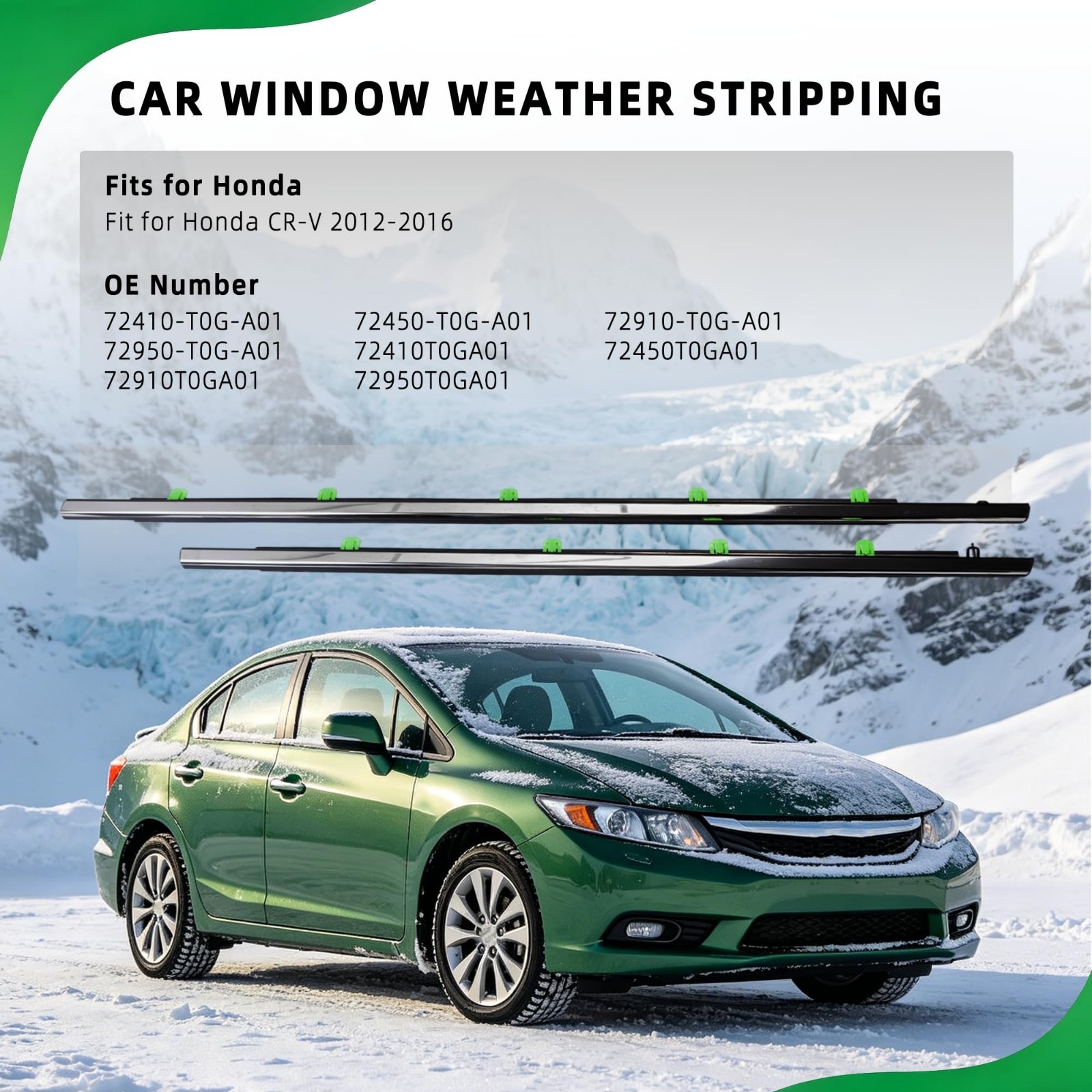 Car Window Weather Stripping Seal for 4-Door SUV, Fits Honda CR-V 2012-2016