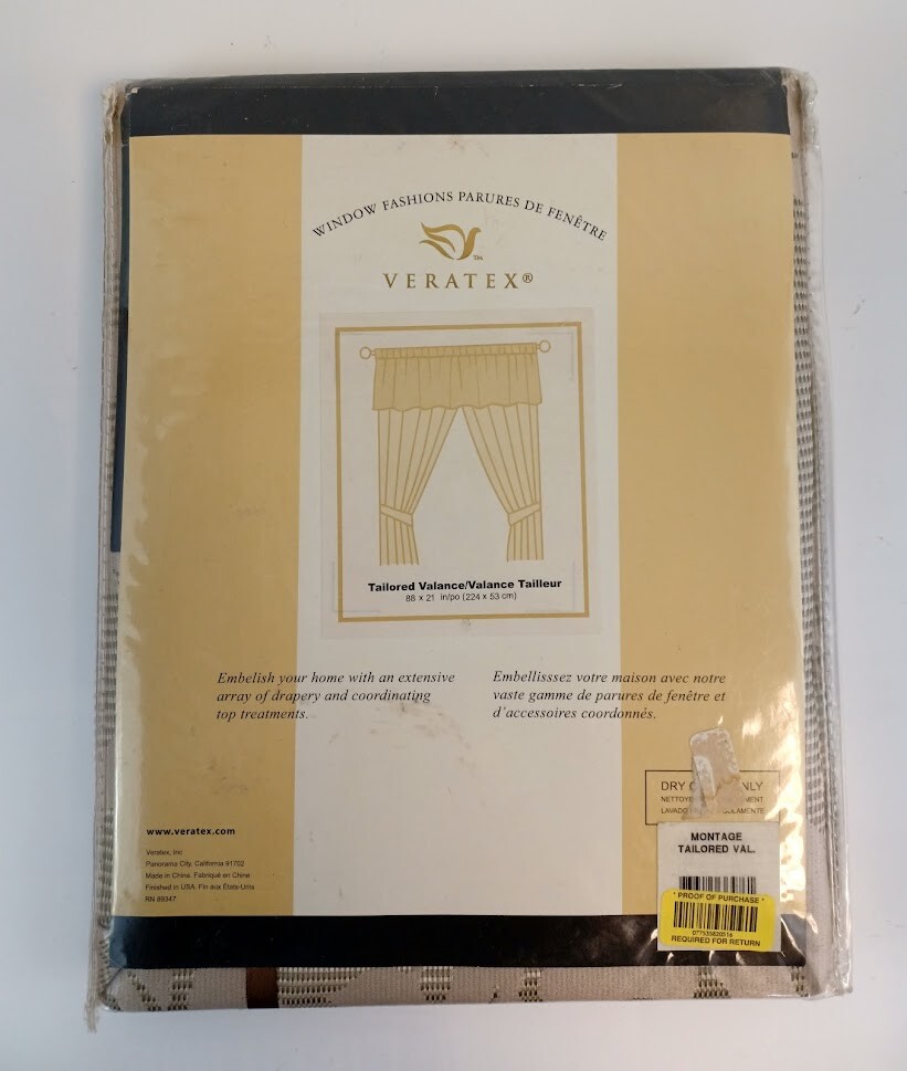 Veratex Tailored One Valance 88″ W x 21″ L Montage Beige 0006