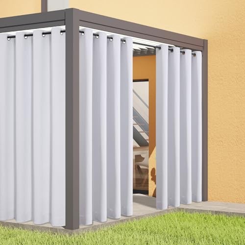 Outdoor Curtains for Patio Waterproof – 52″W x 96″L (Pack of 2) White