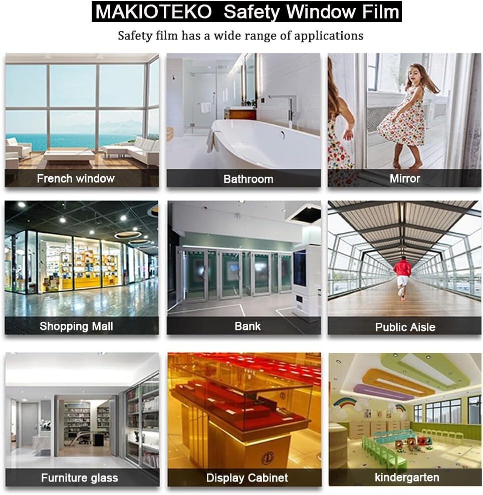 4Mil Security Window Film Clear Self-Adhesive Anti Shatter Glass UV Protection