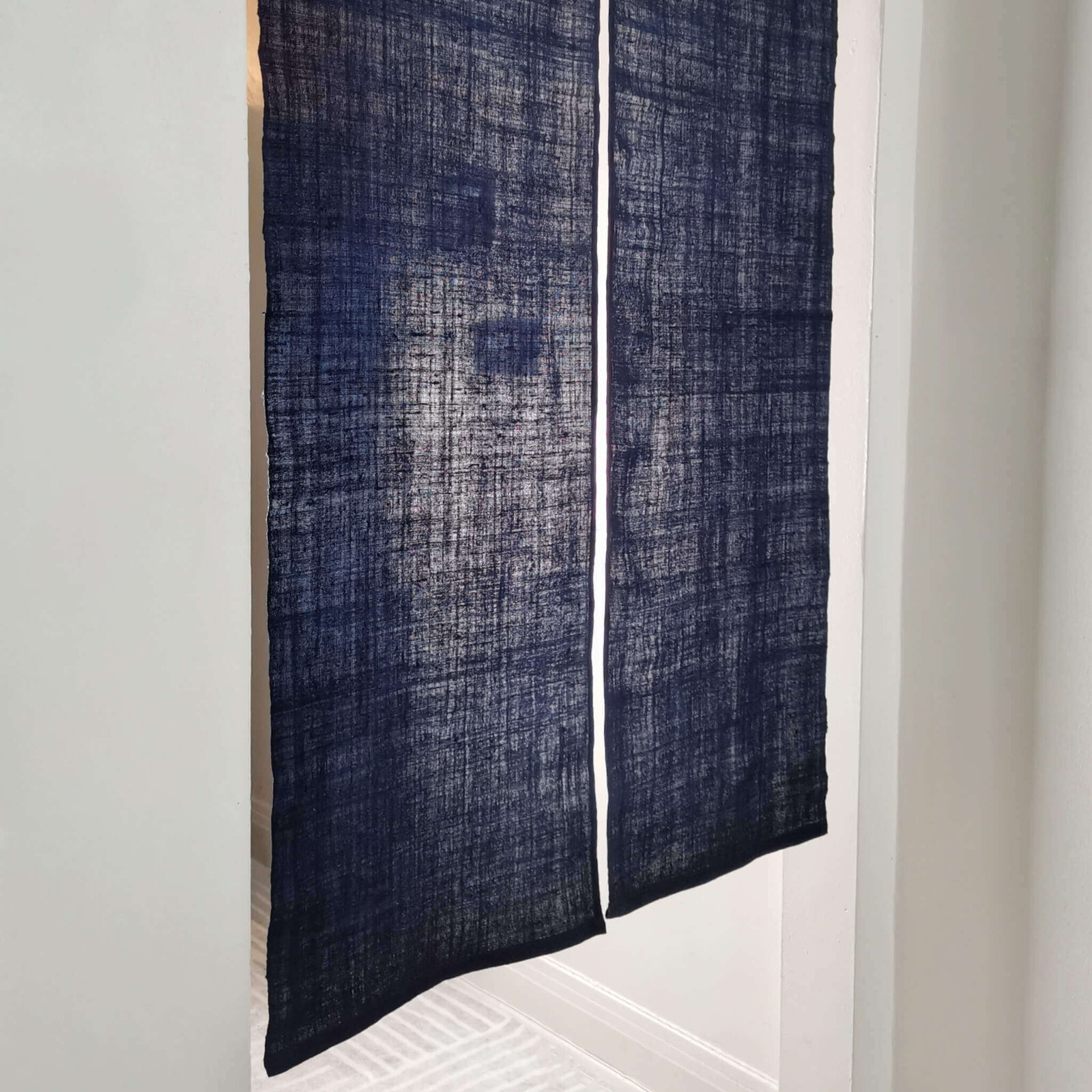 Plain Indigo Japanese Shibori Tie-Dye Hemp Ramie (あさ Asa) Noren Doorway Curtain