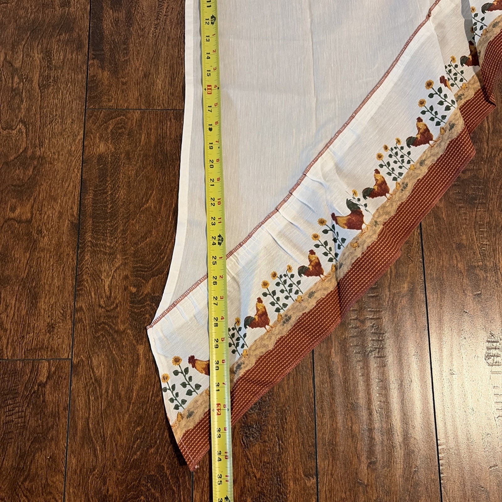 VTG 2pc Kitchen Valance Curtains Set Panels Swag Ruffle Floral Rooster Chicken