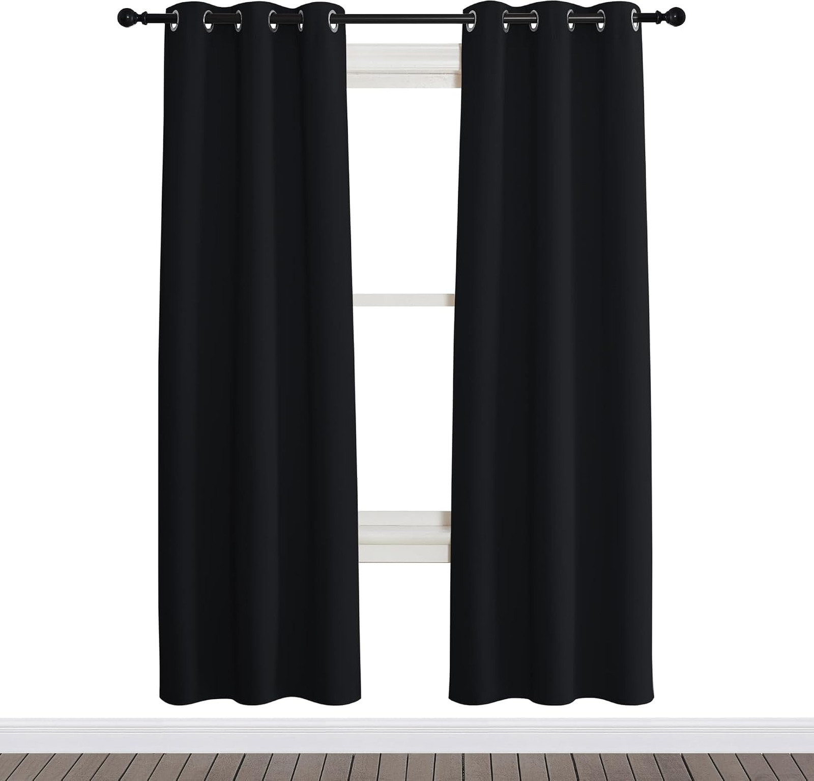 Blackout Curtain Panel Energy Efficient 34×72 Inches Grommet Top Black for