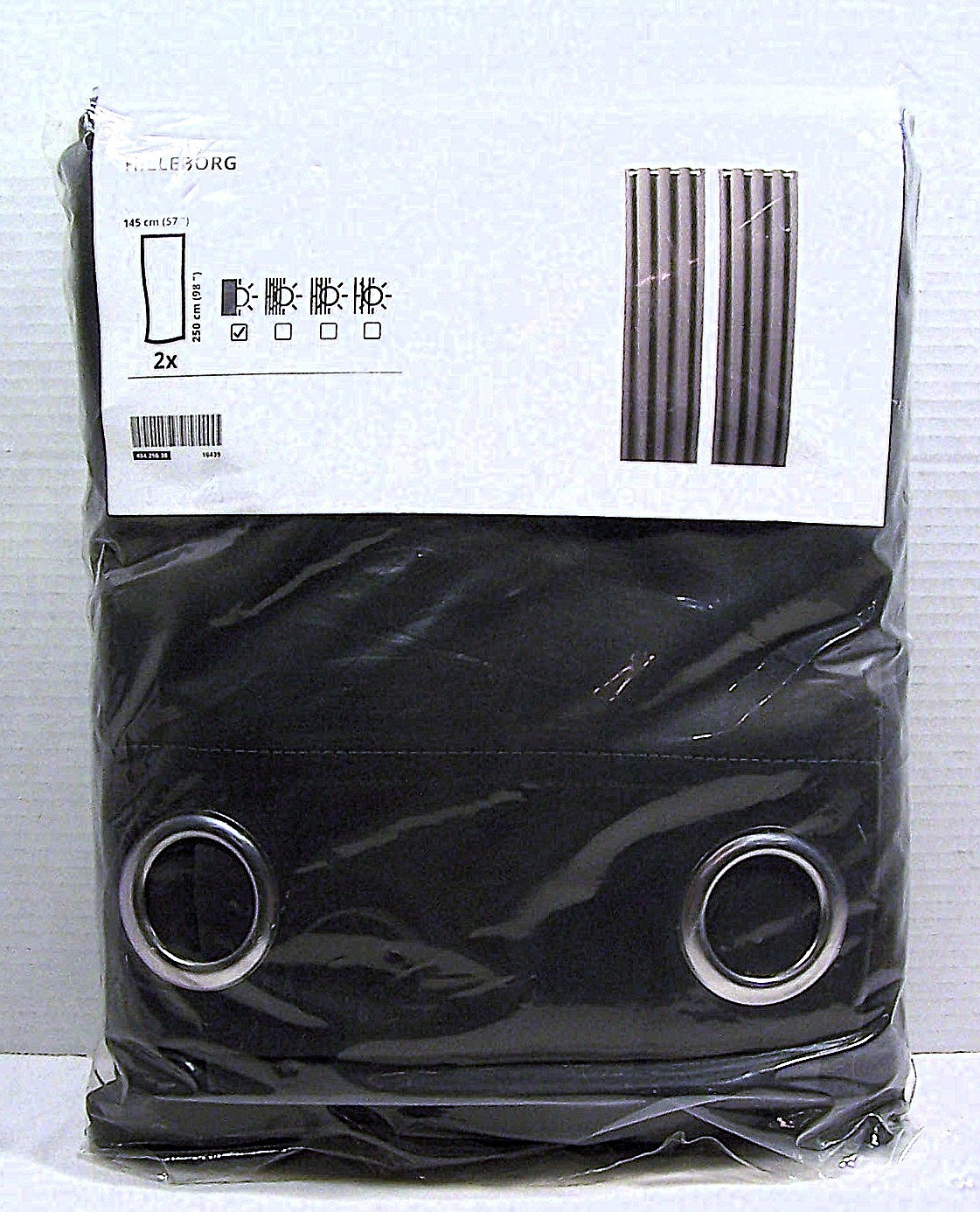 IKEA HILLEBORG Blackout Curtains 2 Panels 57″ x 98″ Grommet Ring Dark Gray – NEW