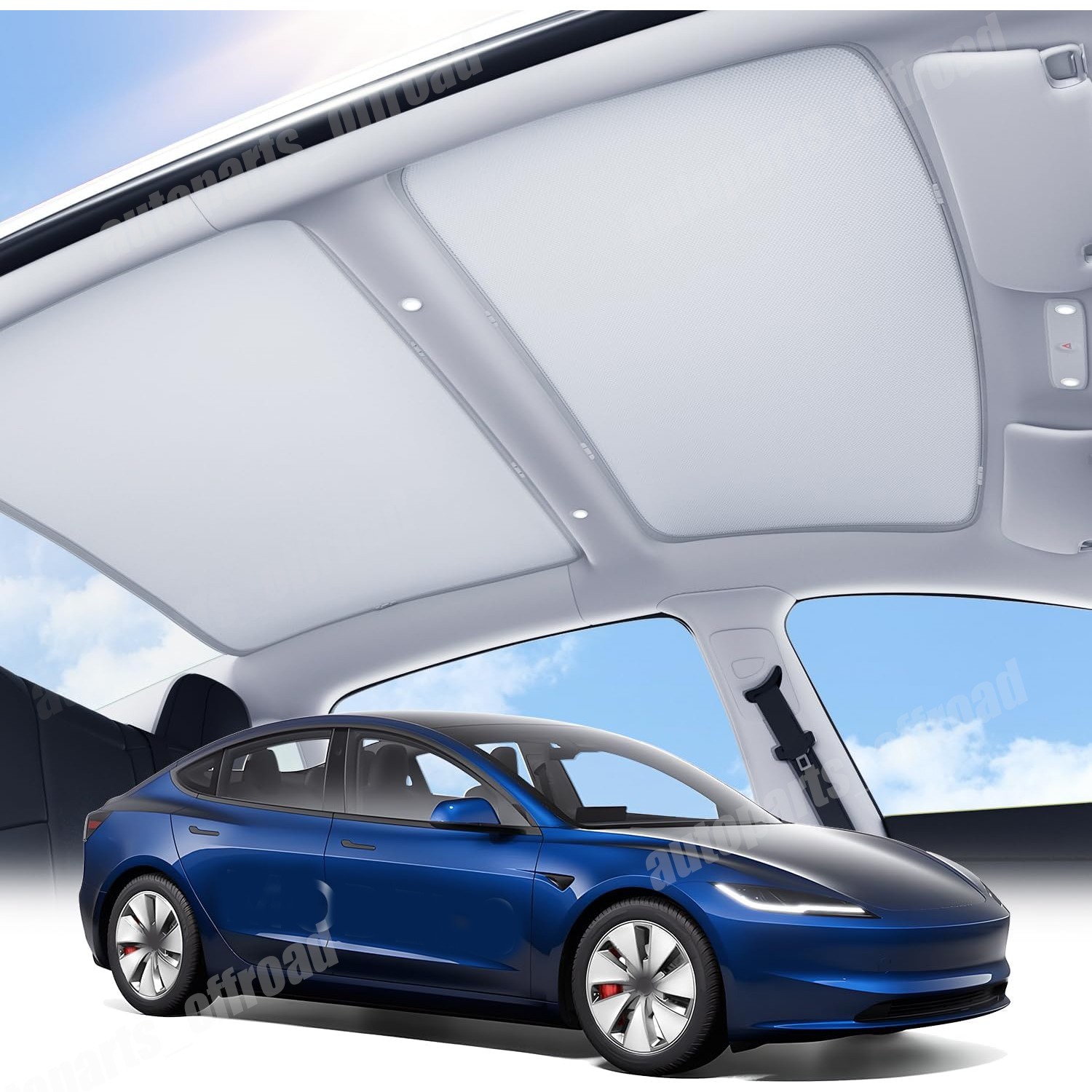 For Tesla Model 3 Roof Sunshade UV Reflection 2023-2025 Top Sun Visor