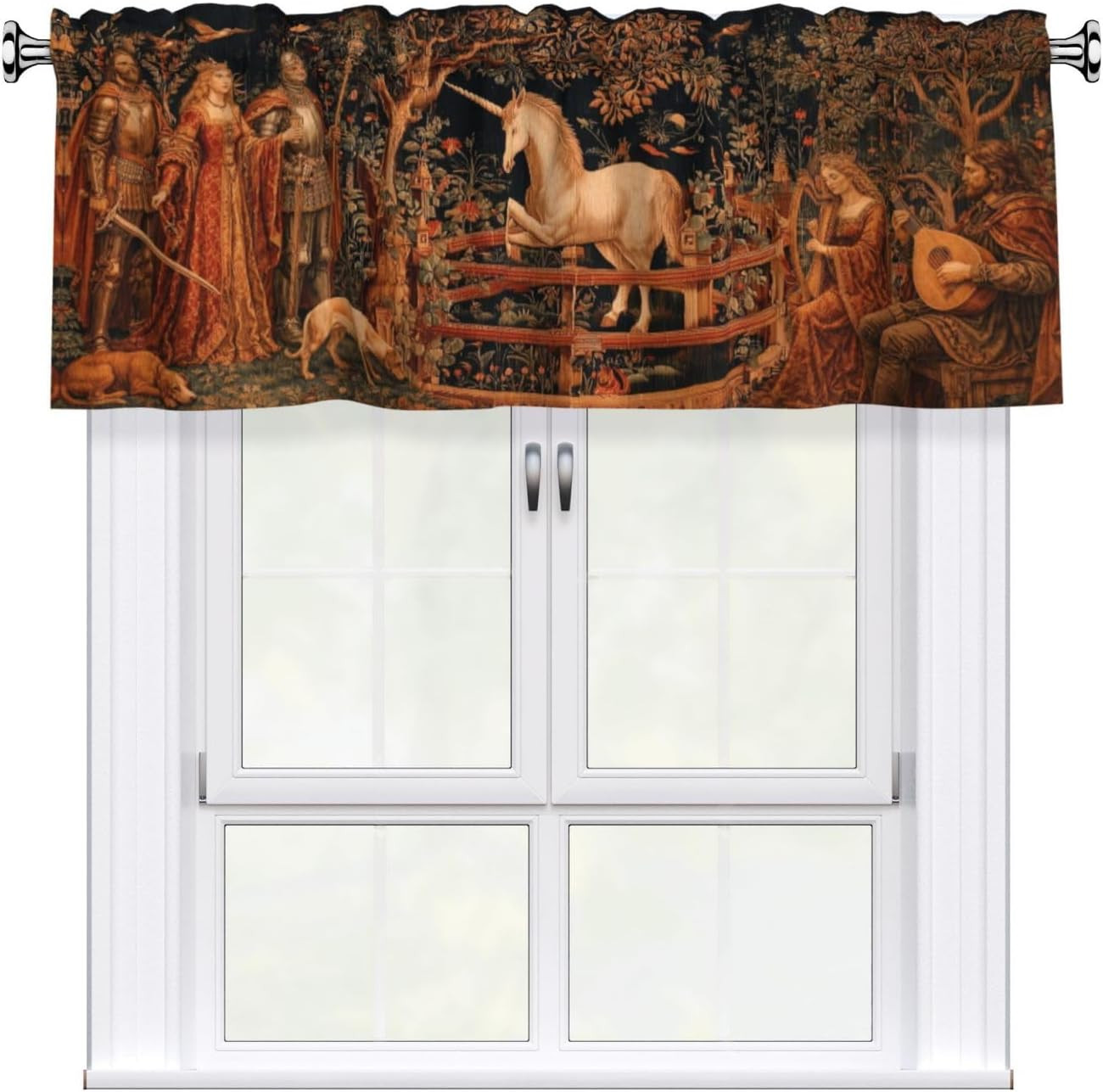Medieval Tapestry Curtain Valance 54X18 Inches Window Treatment Rod Pocket Valan