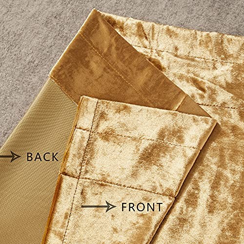 Curtains 96 inch for Living Room Velvet Blackout 52″W x 96″L (Pack of 2) Gold