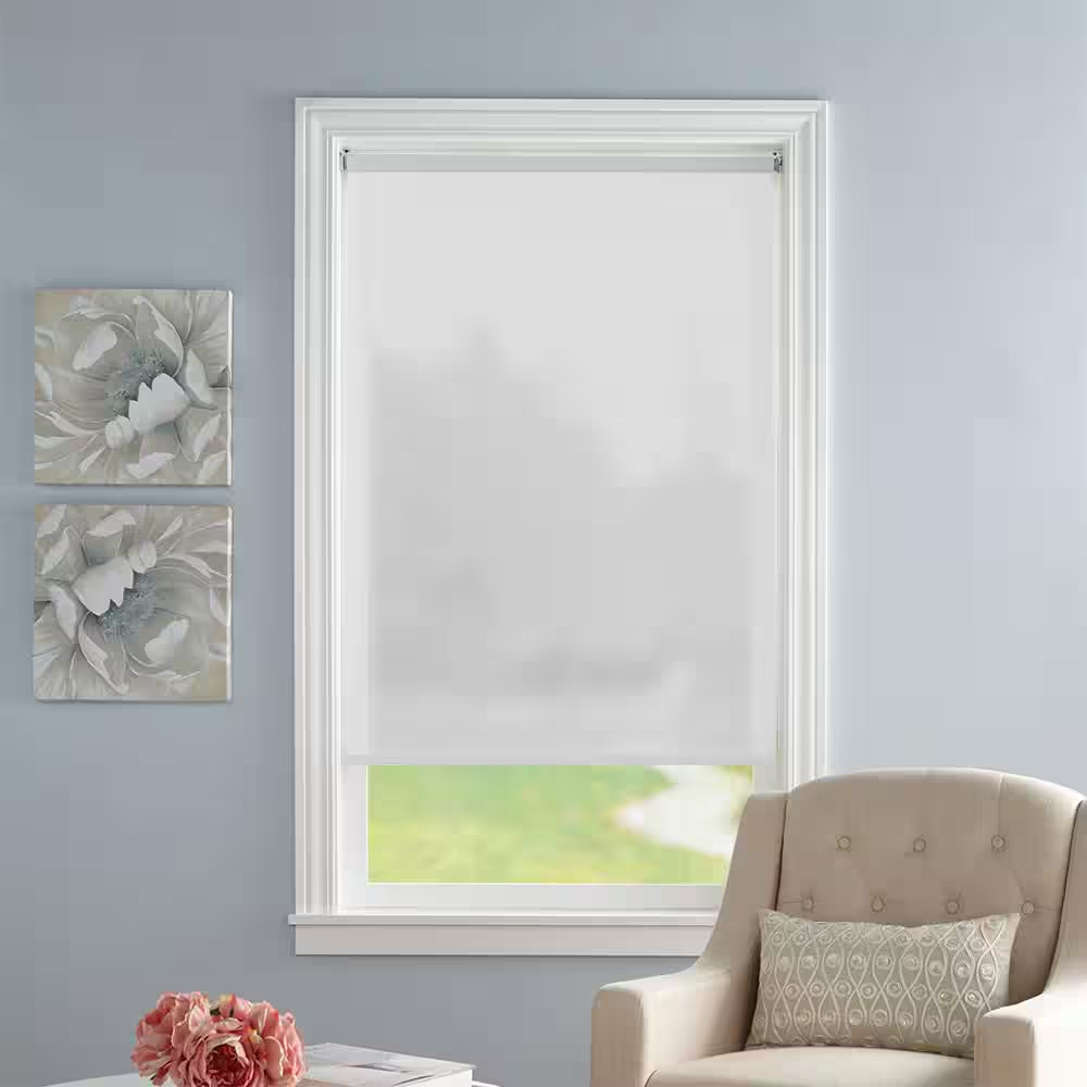Cut to Size Cream Cordless Vinyl Roller Window Shade 60 In. W X 72 In. L