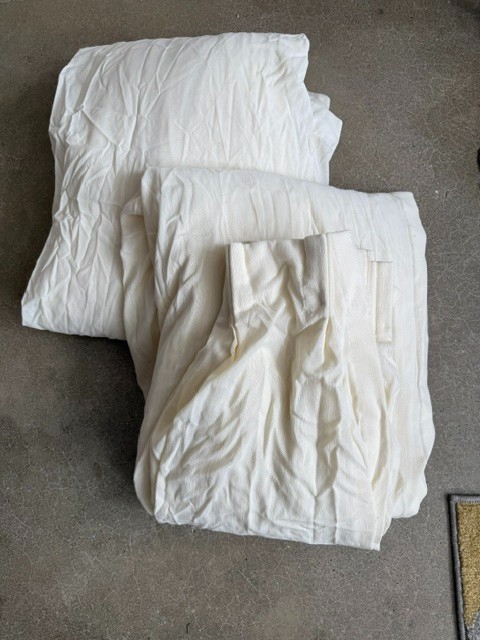 Vintage Custom Made Lined 2 Panels Cream /White 80 X 70 in.