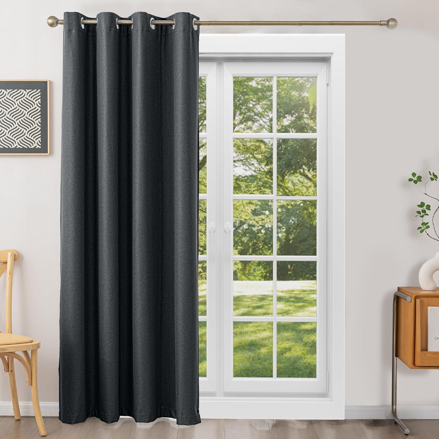 Flame-Retardant NFPA 701 Standard Curtain 84-Inch Single Panel 100% Blackout Cur