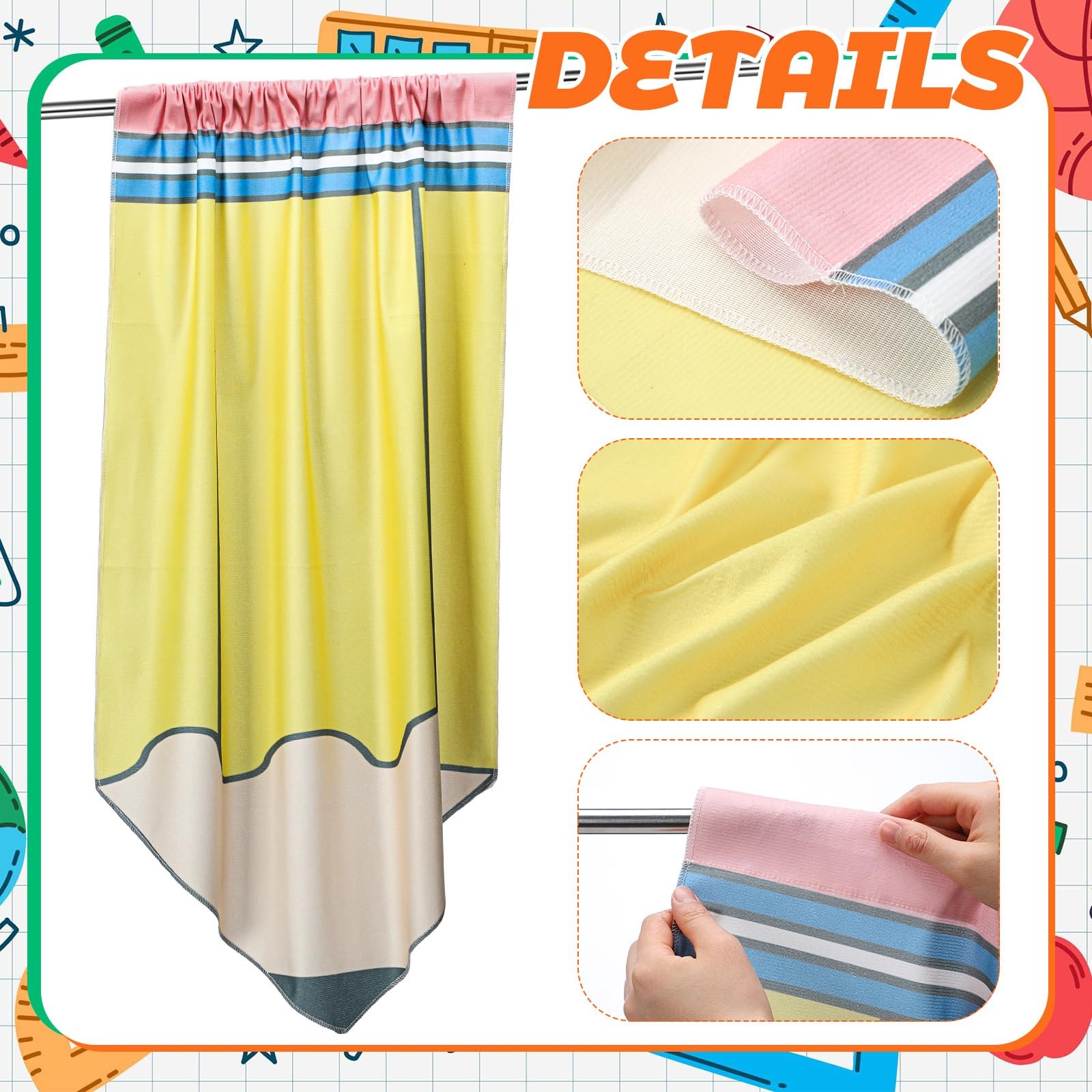 6 Pcs Classroom Curtains Back to Classroom Colorful Pencil Curtains for Kinde…