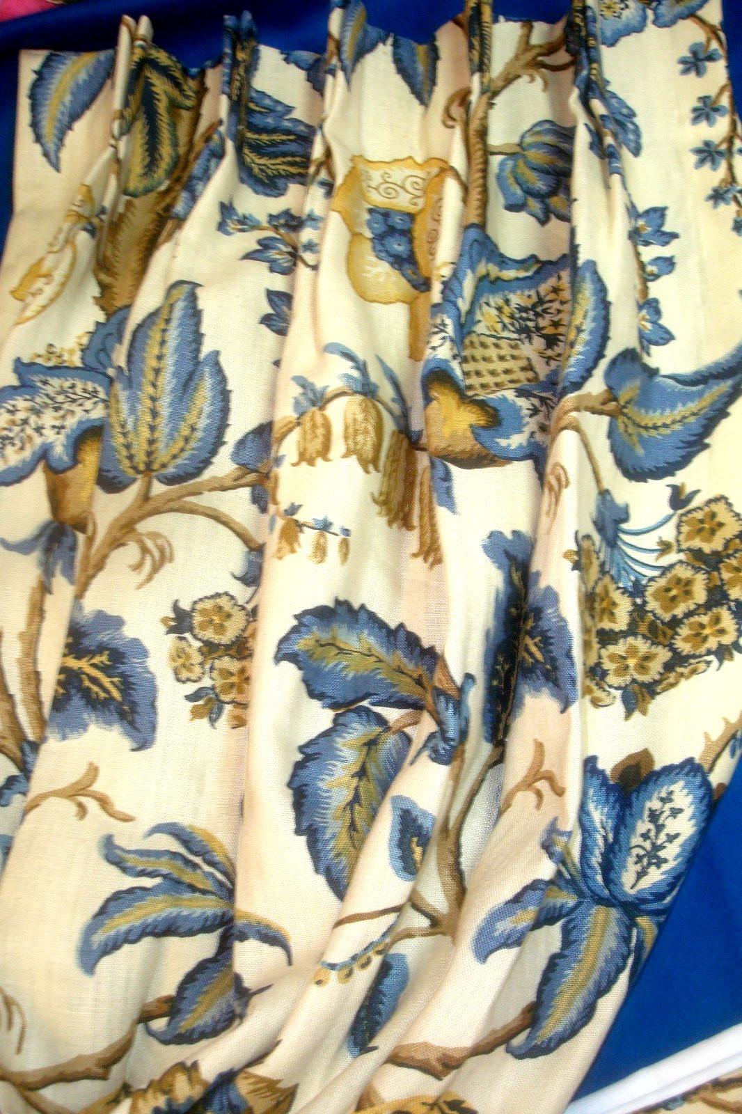 Custom Remade SCHUMACHER Drapes LINEN 2 pc Tree of Life Lined Pleated 103″ lg